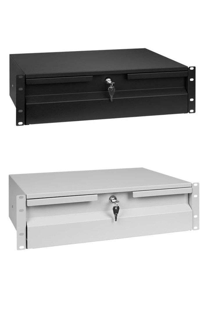 3U stalčius montuojamas į spintą 19 rėmą, juodas black grey pilkas